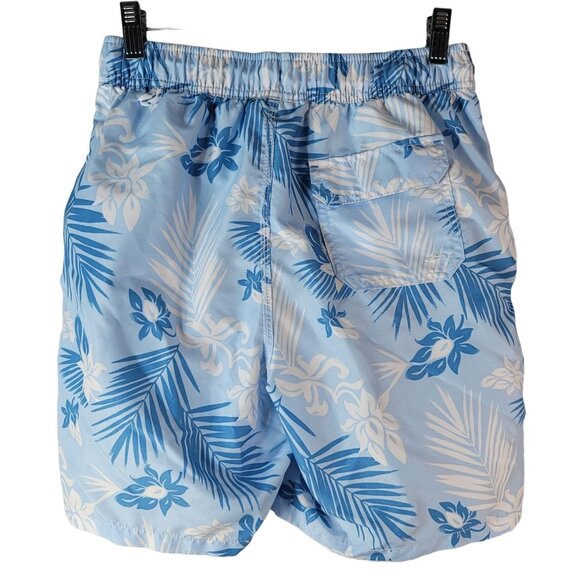 Goodfellow Swim Shorts Trunks Blue Small Hawaiian Floral Drawstring Pockets 7" - Picture 3 of 10